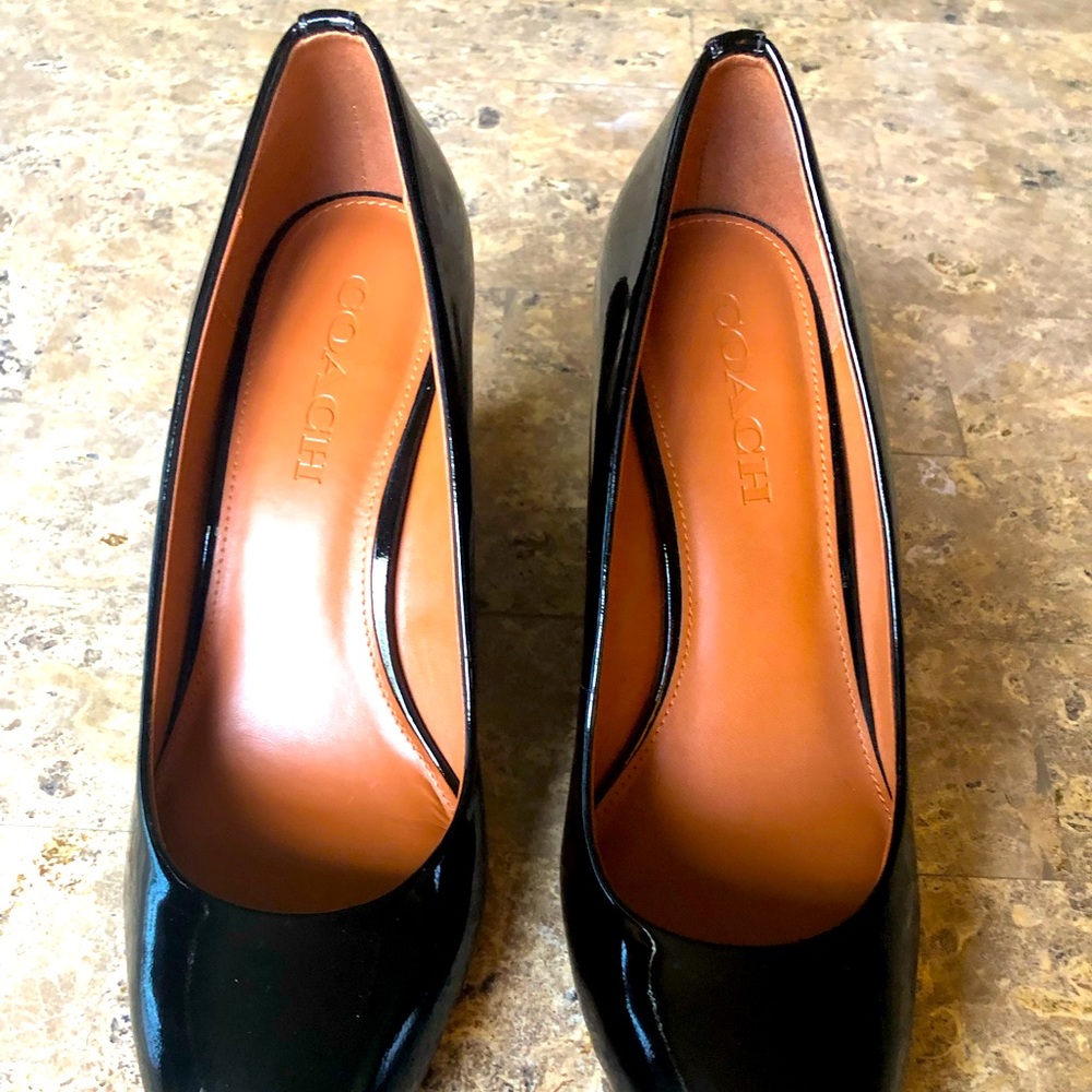 Coach Women’s Patent Leather High Heel Wedges